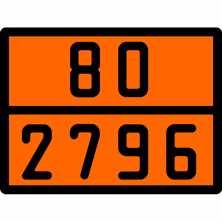 Табличка по ДОПОГ 80/2796 (кислота серная, содержащая не более 51% кислоты, или жидкость аккумуляторная кислотная)